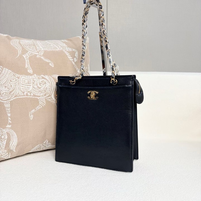 Chanel 中古琴譜包黑金 牛皮22*24*8 98新配件塵袋保卡-5