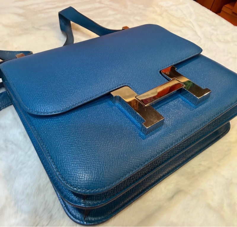 🐴🩷愛馬仕/Hermes 7W 伊茲密爾藍 銀扣 epsom 皮 康康 Constance 24 X刻-4