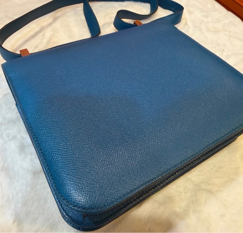 🐴🩷愛馬仕/Hermes 7W 伊茲密爾藍 銀扣 epsom 皮 康康 Constance 24 X刻-6