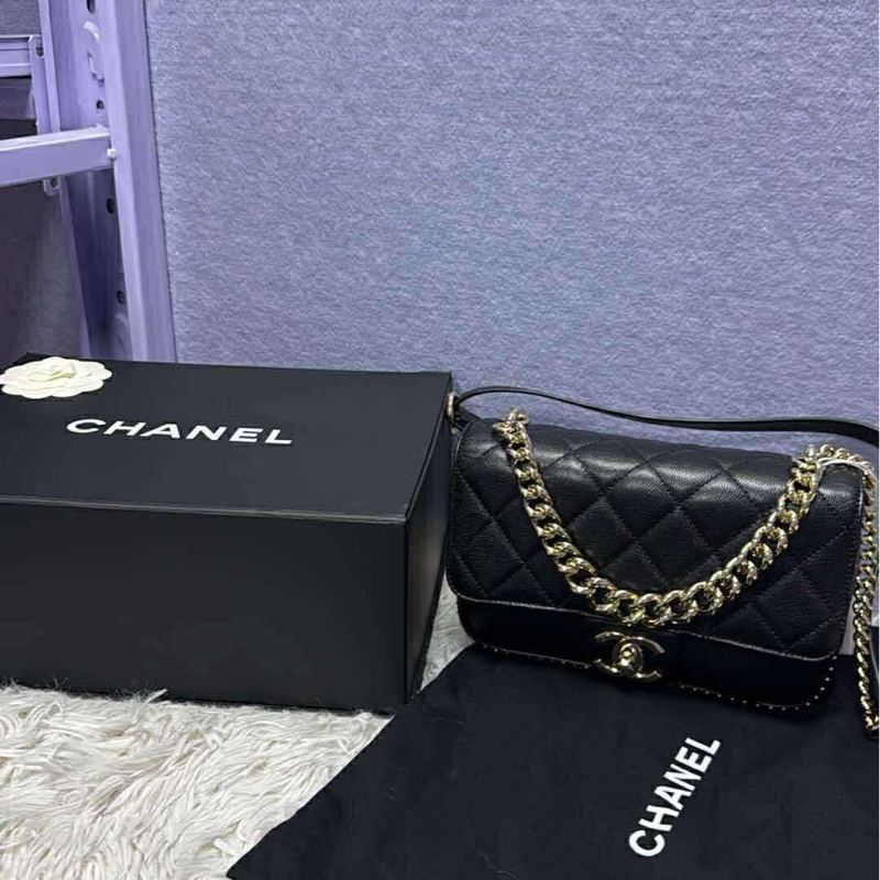 Chanel牛皮荔枝紋17B斜挎包 21cm-0