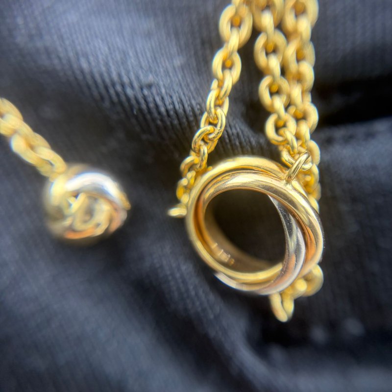 Cartier（卡地亞）Baby Trinity 三色金項鍊-10