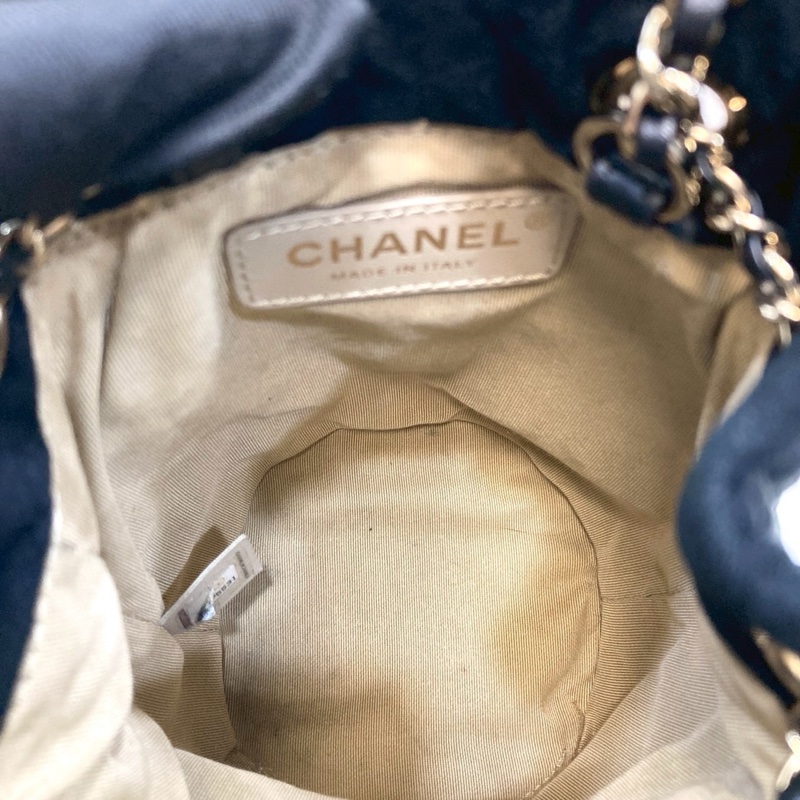 香奈兒絕版Chanel黑色絲絨水鑽金球束口MINI水桶包AS1894-10