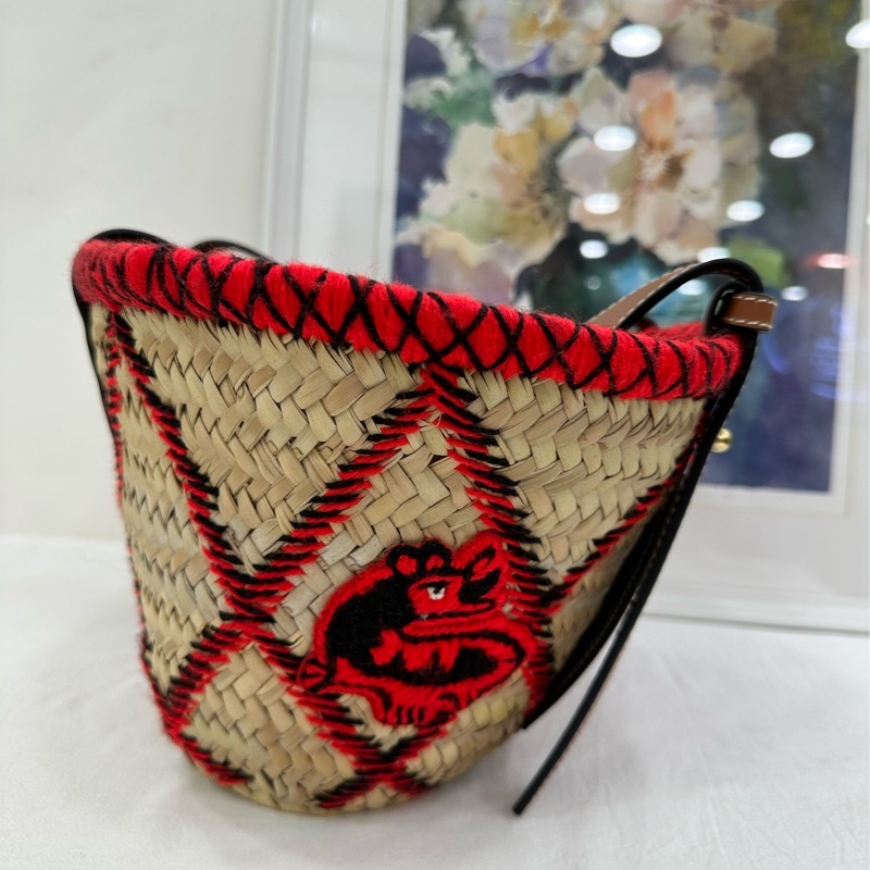 LOEWE 羅意威 刺繡菜籃編織包-3