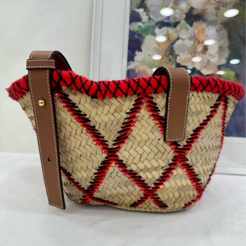 LOEWE 羅意威 刺繡菜籃編織包-4