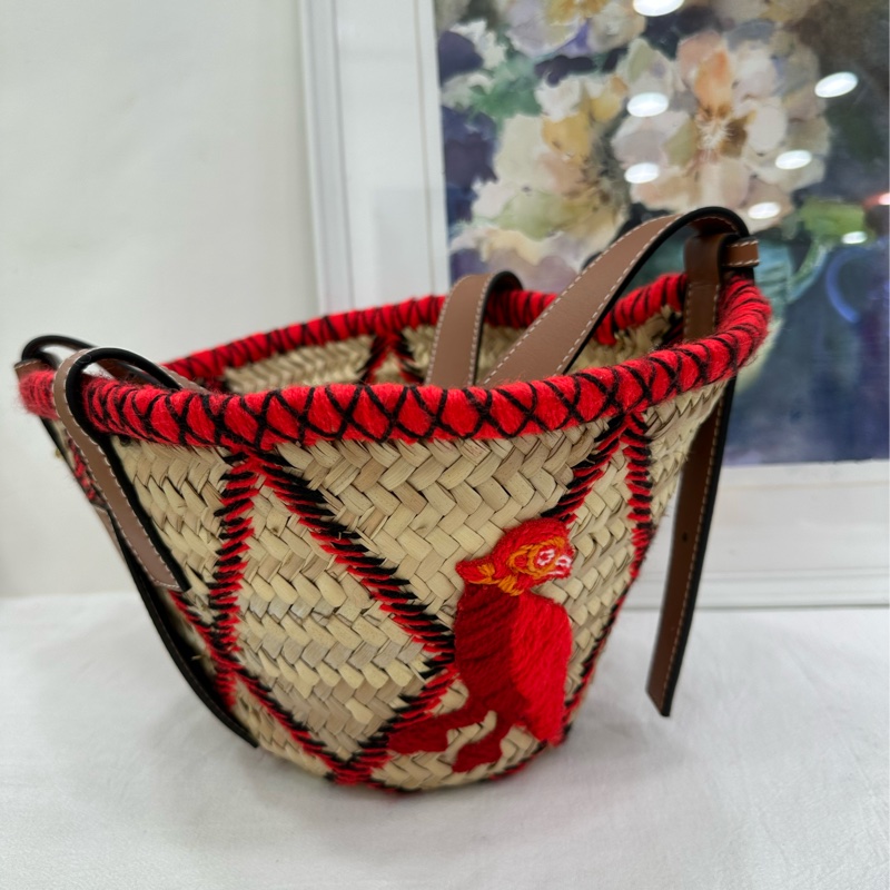 LOEWE 羅意威 刺繡菜籃編織包-6