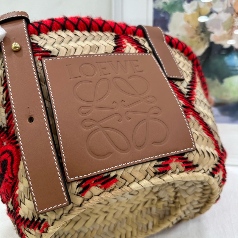 LOEWE 羅意威 刺繡菜籃編織包-7