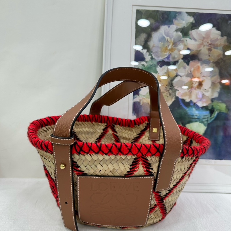 LOEWE 羅意威 刺繡菜籃編織包-8