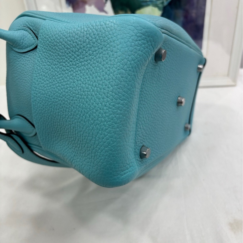 愛馬仕/Hermes Lindy26 手提單肩包 馬卡龍藍 TC皮 T刻-5