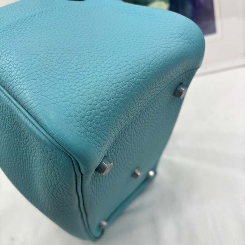 愛馬仕/Hermes Lindy26 手提單肩包 馬卡龍藍 TC皮 T刻-6