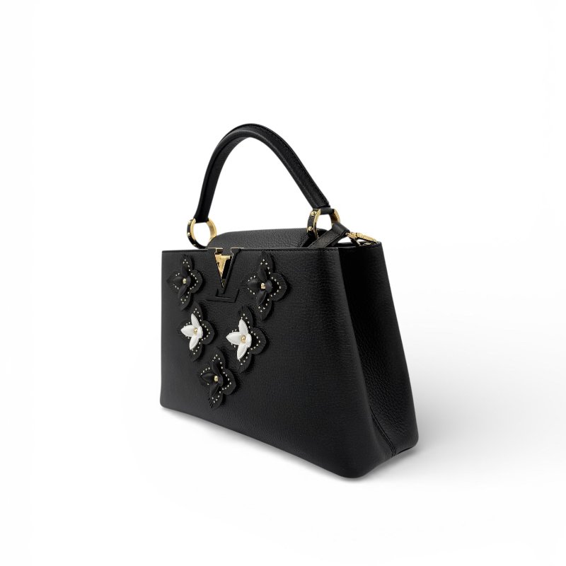 Louis Vuitton - 黑色牛皮花卉造型Capucines 手提肩背包╻MM-2