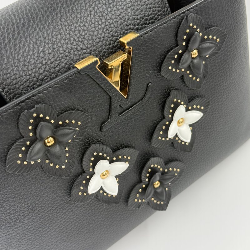 Louis Vuitton - 黑色牛皮花卉造型Capucines 手提肩背包╻MM-32