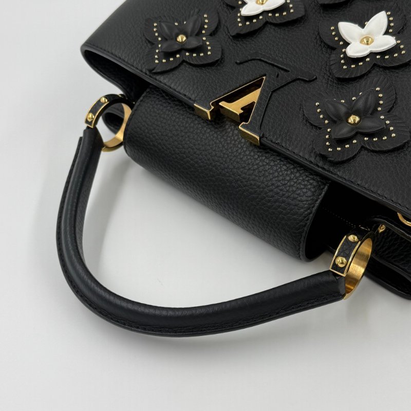Louis Vuitton - 黑色牛皮花卉造型Capucines 手提肩背包╻MM-35