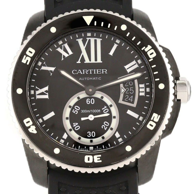 卡地亞 Calibre de Diver Carbon WSCA0006 精鋼自動腕錶-0