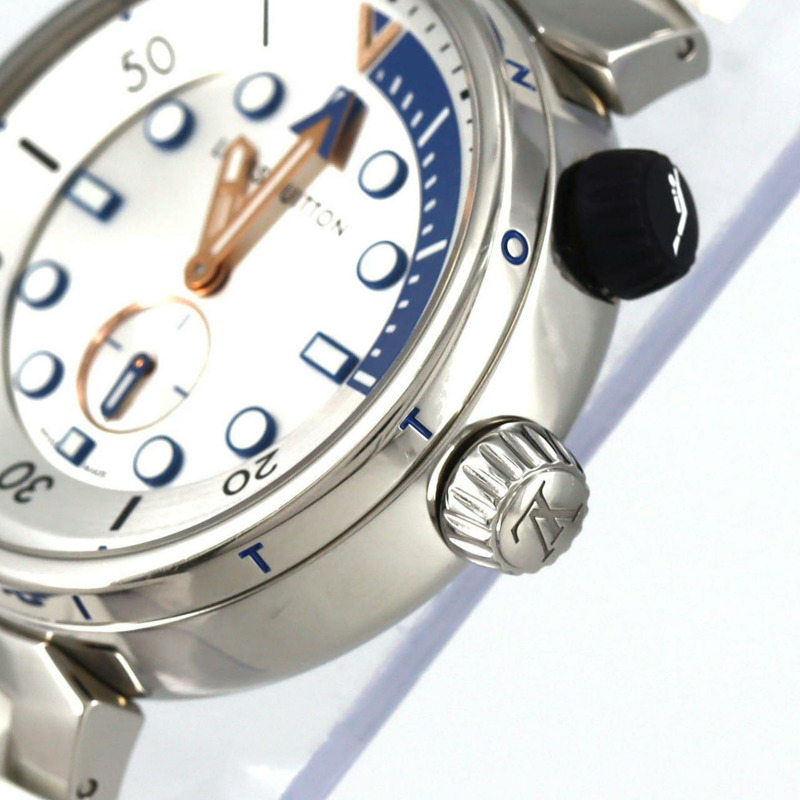 路易威登 Tambour Street Diver Pacific 白色 QA124 不鏽鋼石英錶-2