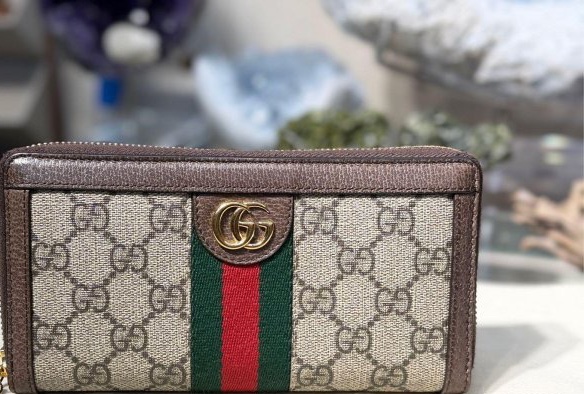 GUCCI 新款 復古 LOGO 綠紅綠 織帶 拉鍊 零錢袋 正常使用痕跡  88新 #割愛13999-0