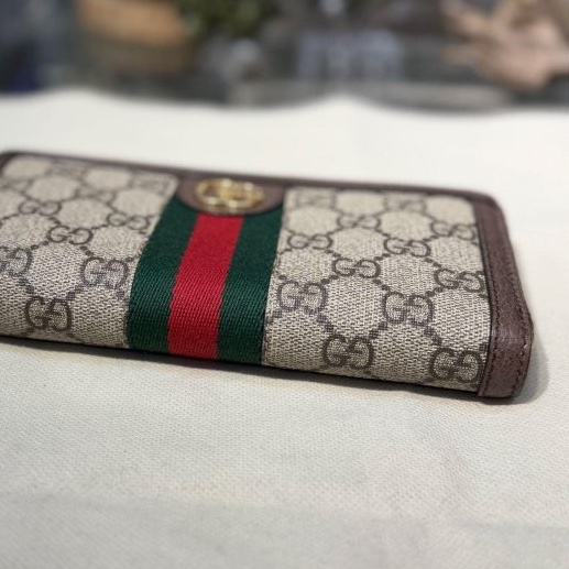 GUCCI 新款 復古 LOGO 綠紅綠 織帶 拉鍊 零錢袋 正常使用痕跡  88新 #割愛13999-7