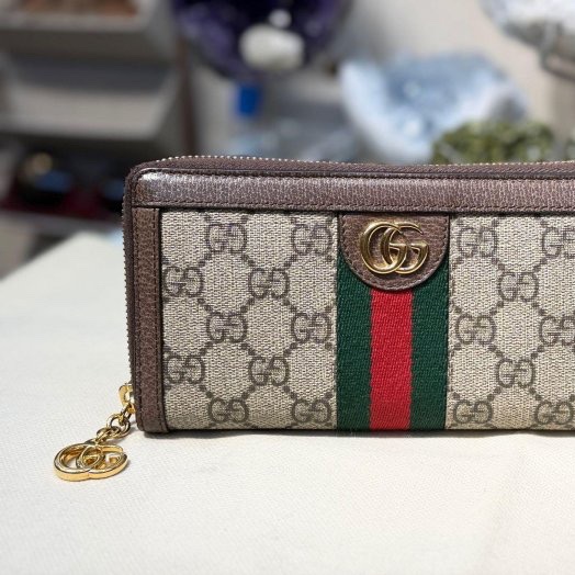 GUCCI 新款 復古 LOGO 綠紅綠 織帶 拉鍊 零錢袋 正常使用痕跡  88新 #割愛13999-9