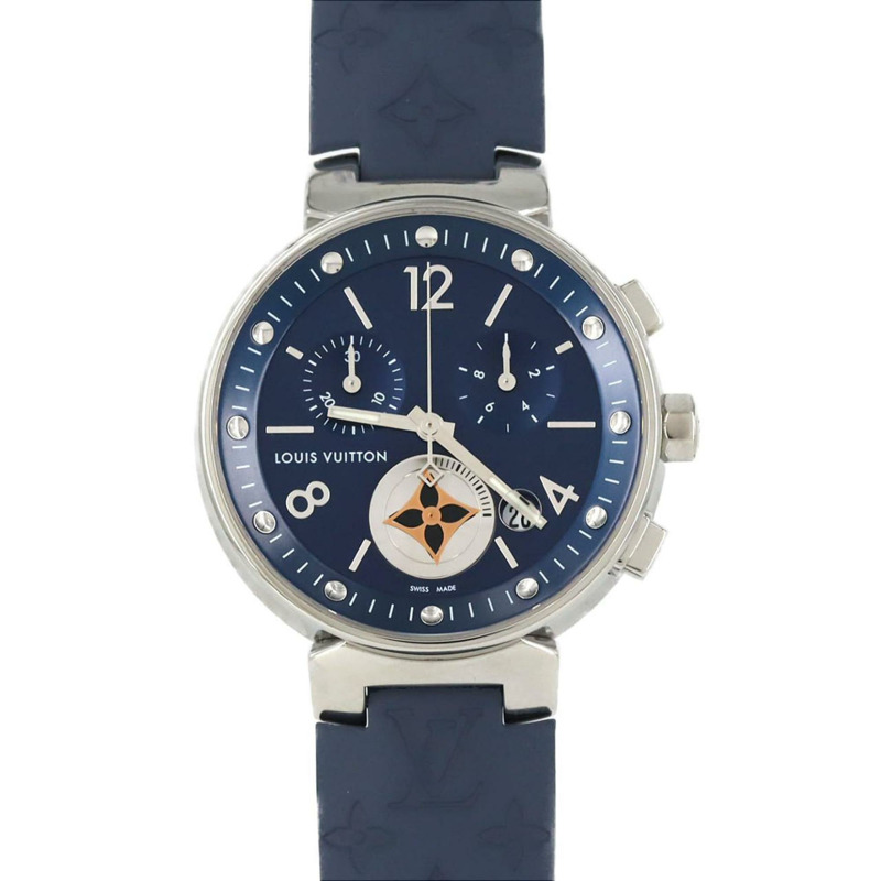 路易威登 Tambour 月星計時 QA032 不鏽鋼石英錶-0