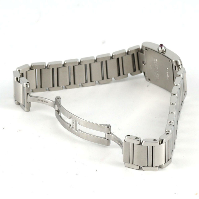 卡地亞 Tank Française 小號腕錶 2006 年聖誕節限量版 W51030Q3 不鏽鋼石英錶-5