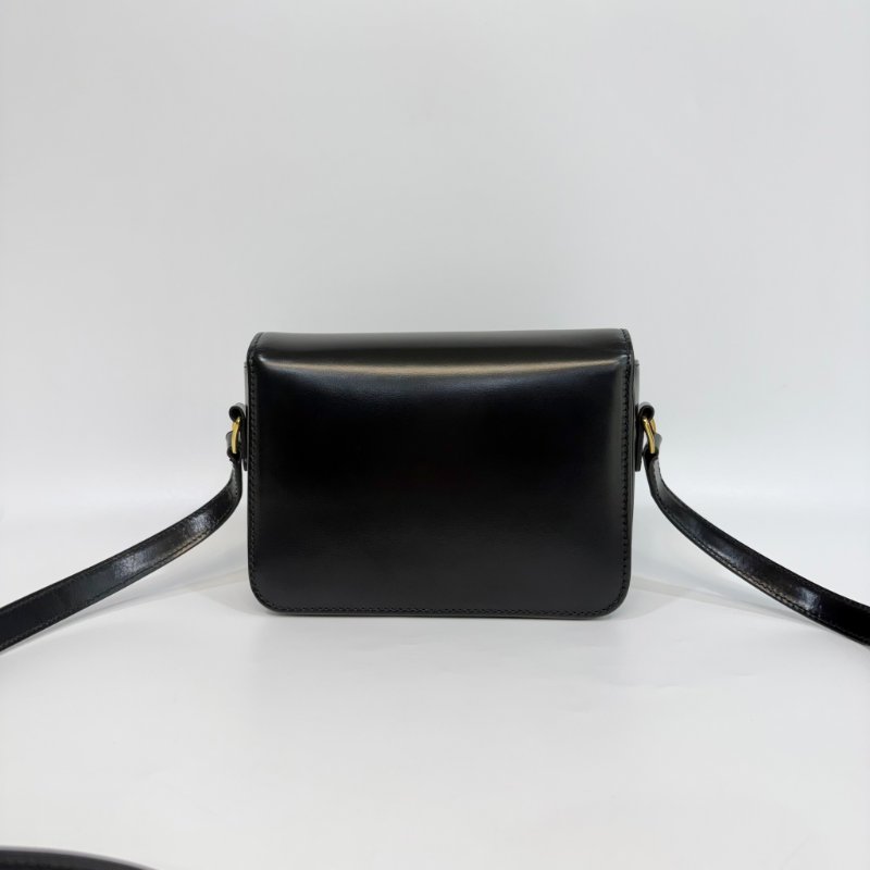 CELINE - 黑色金釦牛皮凱旋門TEEN TRIOMPHE斜背包╻小號-11