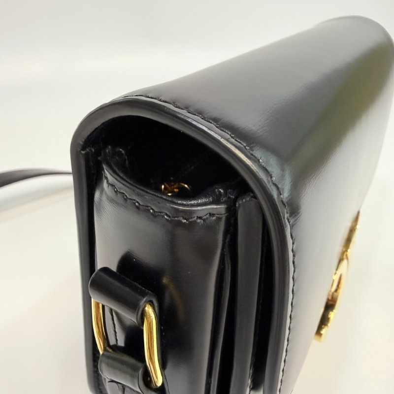 CELINE - 黑色金釦牛皮凱旋門TEEN TRIOMPHE斜背包╻小號-20