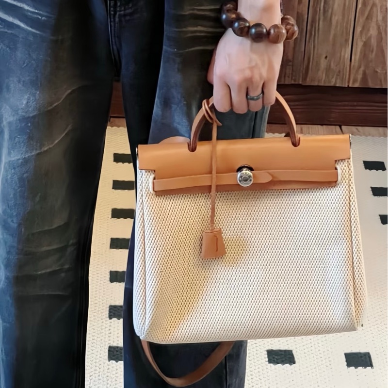 Hermes Herbag 31 金棕銀釦-0