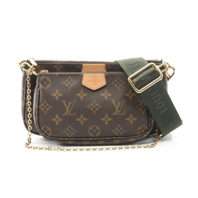 路易威登 多功能 Pochette Accessoires 單肩包 M44813 Monogram 卡其色 二手-0