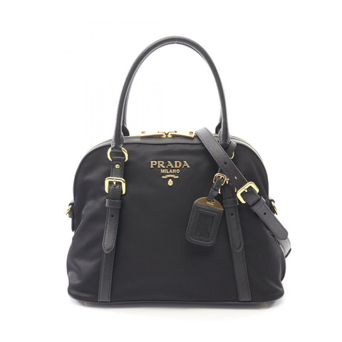 PRADA TESSUTO SAFFIANO 單肩手提包，尼龍材質，Saffiano 皮革，黑色，二手女款