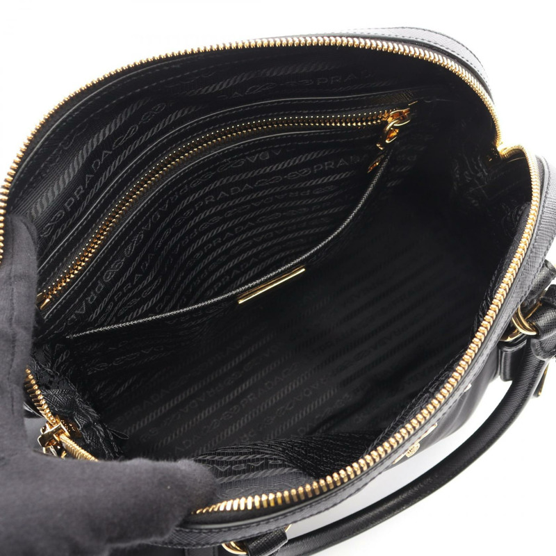 PRADA TESSUTO SAFFIANO 單肩手提包，尼龍材質，Saffiano 皮革，黑色，二手女款-2