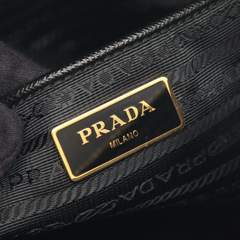 PRADA TESSUTO SAFFIANO 單肩手提包，尼龍材質，Saffiano 皮革，黑色，二手女款-3