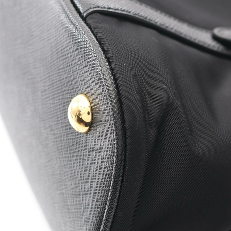 PRADA TESSUTO SAFFIANO 單肩手提包，尼龍材質，Saffiano 皮革，黑色，二手女款-4