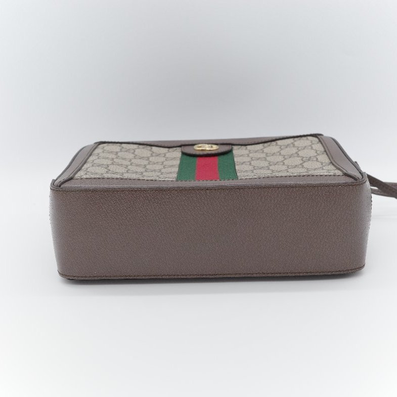 Gucci 古馳 經典GG Supreme 帆布印花 綠紅綠織帶 皮革飾邊 拉鍊手提包 化妝箱 郵差包 斜挎包 手提包-9