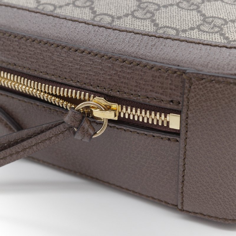 Gucci 古馳 經典GG Supreme 帆布印花 綠紅綠織帶 皮革飾邊 拉鍊手提包 化妝箱 郵差包 斜挎包 手提包-14