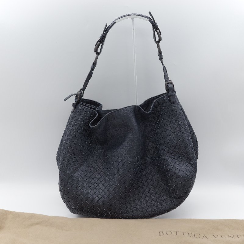 （大容量推薦♥️超級能裝）Bottega Veneta 寶緹嘉 Campana Intrecciato 深藍色 藏藍色 編織 牛皮革 肩背包-0