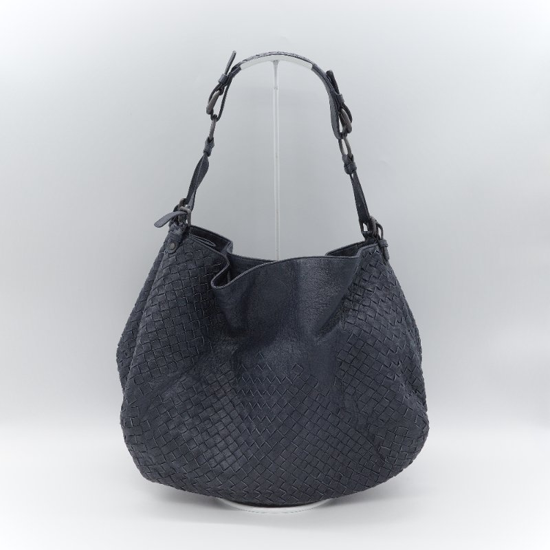 （大容量推薦♥️超級能裝）Bottega Veneta 寶緹嘉 Campana Intrecciato 深藍色 藏藍色 編織 牛皮革 肩背包-1
