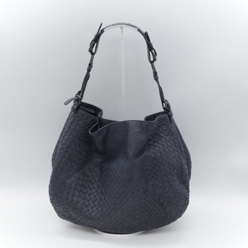 （大容量推薦♥️超級能裝）Bottega Veneta 寶緹嘉 Campana Intrecciato 深藍色 藏藍色 編織 牛皮革 肩背包-2