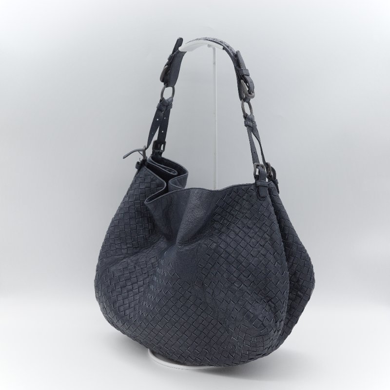 （大容量推薦♥️超級能裝）Bottega Veneta 寶緹嘉 Campana Intrecciato 深藍色 藏藍色 編織 牛皮革 肩背包-4