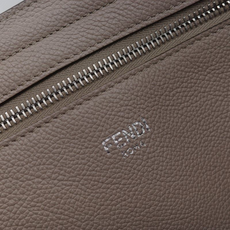 Fendi 芬迪 Way 3D 浮雕 Logo 灰色 荔枝紋牛皮 托特包-12