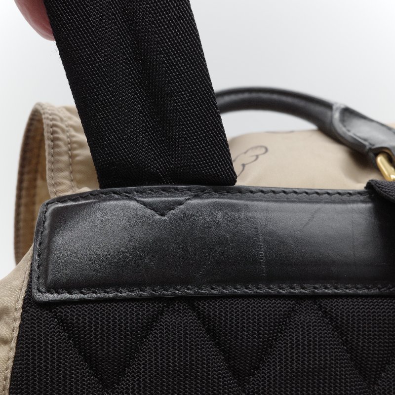 Burberry 巴寶莉 Rucksack 米色 塗鴉印花尼龍 黑色皮革飾邊 中號後背包-8