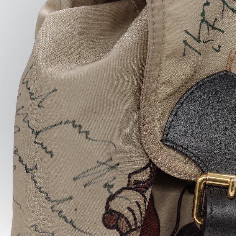 Burberry 巴寶莉 Rucksack 米色 塗鴉印花尼龍 黑色皮革飾邊 中號後背包-17