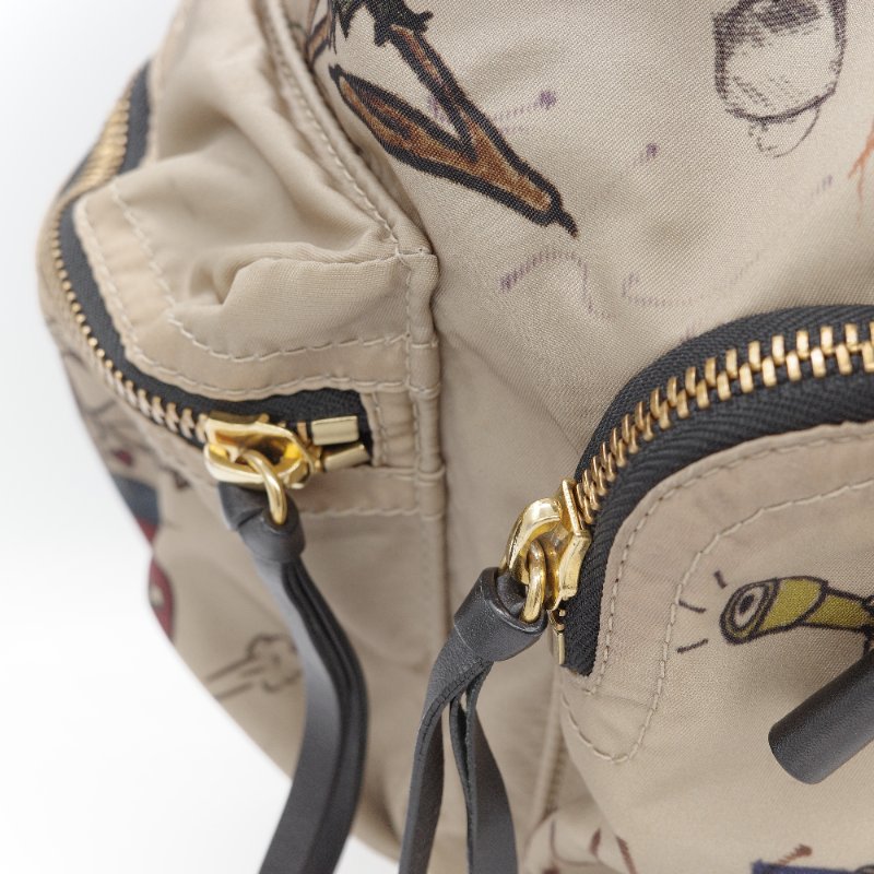 Burberry 巴寶莉 Rucksack 米色 塗鴉印花尼龍 黑色皮革飾邊 中號後背包-19