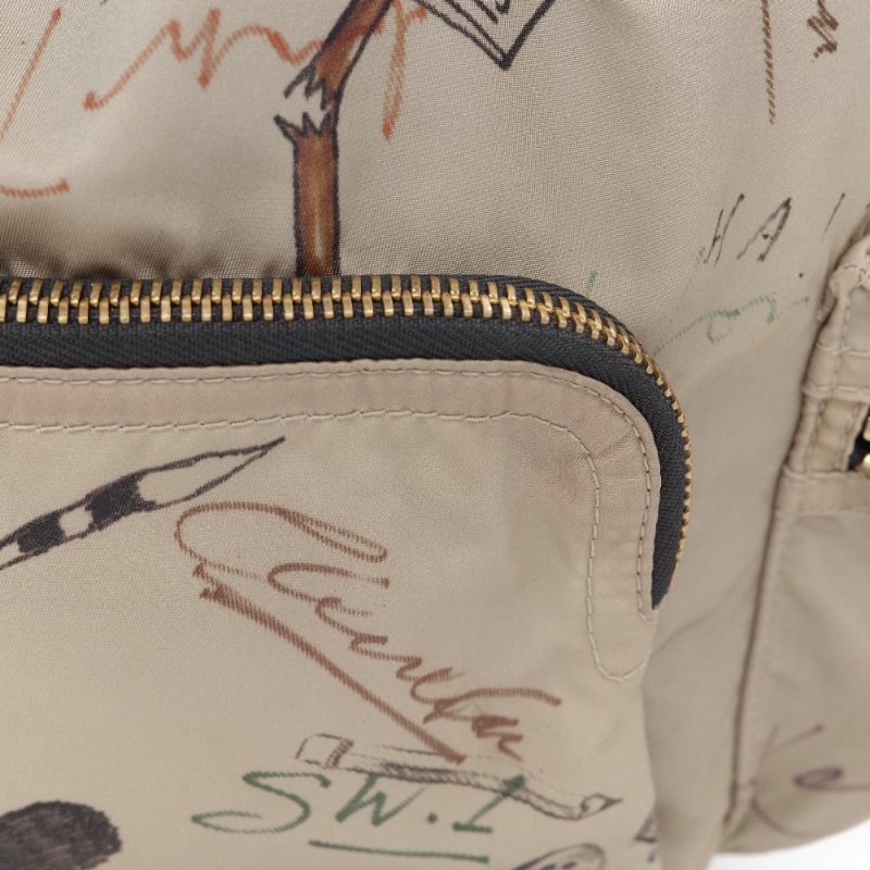 Burberry 巴寶莉 Rucksack 米色 塗鴉印花尼龍 黑色皮革飾邊 中號後背包-20