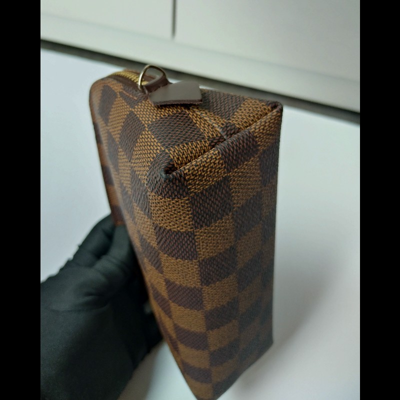 LV 咖啡色格子小化妝包-5
