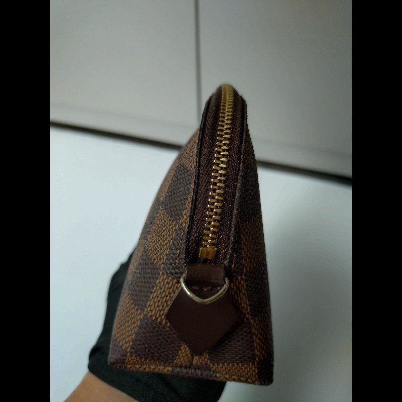 LV 咖啡色格子小化妝包-14