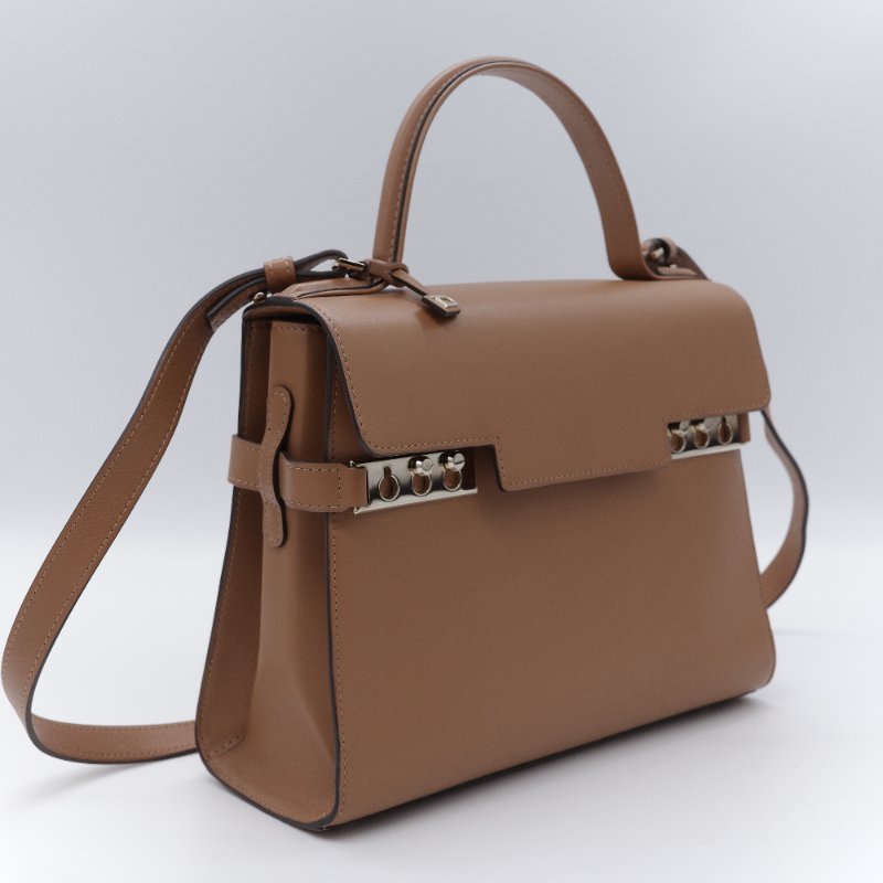 (氣質加分♥️絕對貌美)Delvaux 德爾沃 Tempête MM 焦糖棕色 牛皮 肩背包 手提包 專櫃 253,000-3