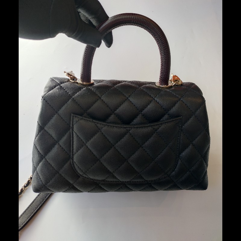 Chanel 紅把黑荔枝皮金鍊兩用包 Coco handle 23-1