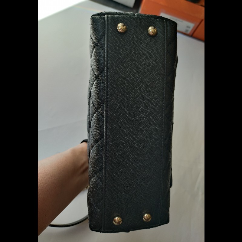 Chanel 紅把黑荔枝皮金鍊兩用包 Coco handle 23-7