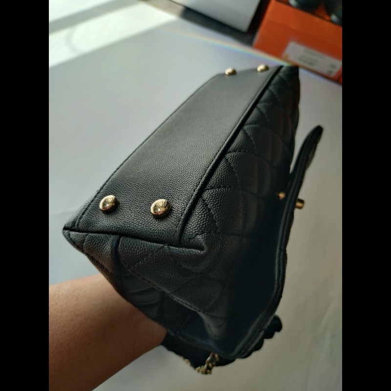 Chanel 紅把黑荔枝皮金鍊兩用包 Coco handle 23-8