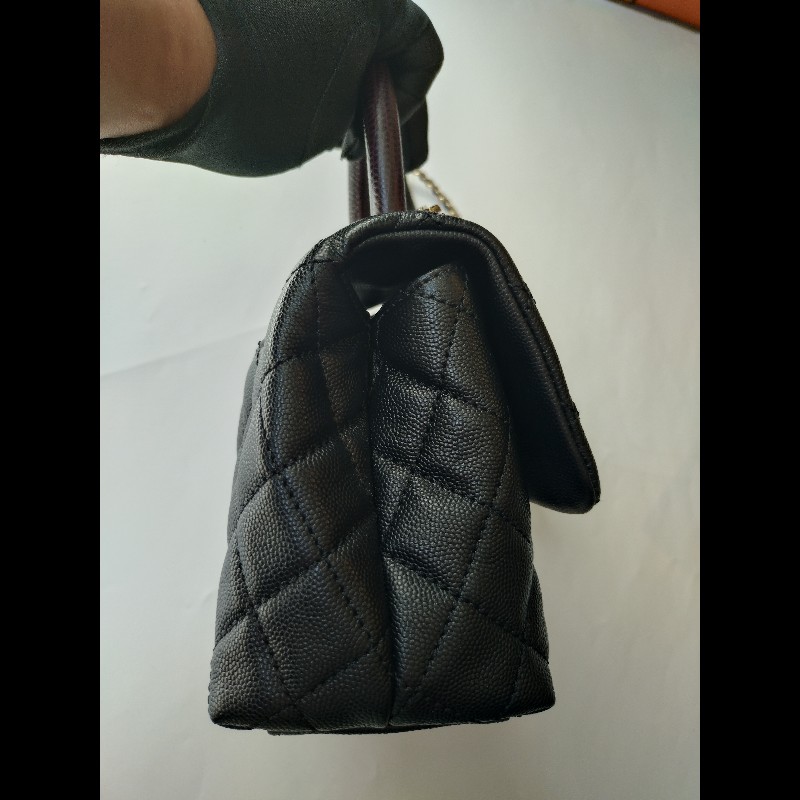 Chanel 紅把黑荔枝皮金鍊兩用包 Coco handle 23-12