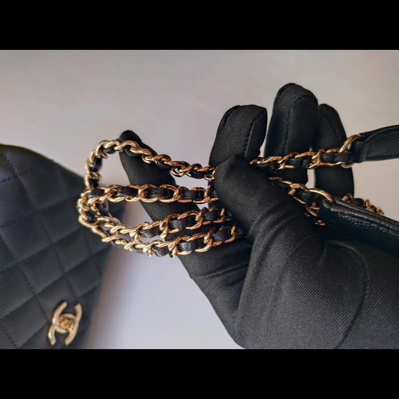 Chanel 紅把黑荔枝皮金鍊兩用包 Coco handle 23-21